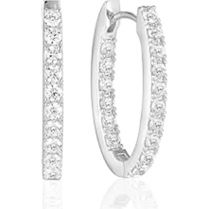 Sif Jakobs Jewellery Damen Ohrringe – 925 Sterling Silber rhodiniert, polierte Oberfläche, handgefasste facettierte weiße Zirkonia, Länge 23 mm