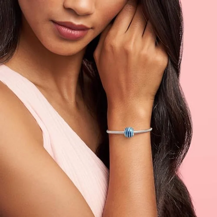 PANDORA Charm "Blaue Wirbel", Silber mit blauer Emaille, inspirieert von frischem Wasser, 797012ENMX – Bild 3