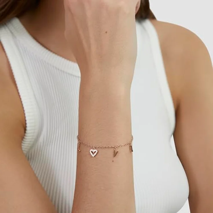 s.Oliver Bracelet - Elegantes Armband aus poliertem Edelstahl - roségold - Rolokette verstellbar bis 21 cm - wasserfest & hautfreundlich – Bild 2