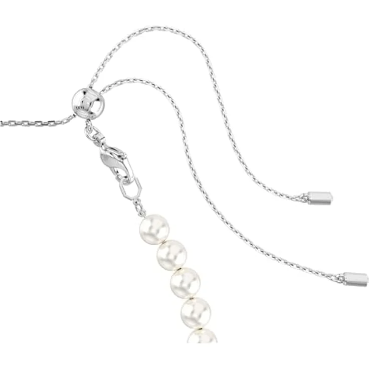Swarovski Ariana Grande x Choker, rhodinierte Damenhalskette mit Kristallperlen und Herz-Motiven in klarem Pavé, Länge 30-44 cm, Breite 1 cm – Bild 3