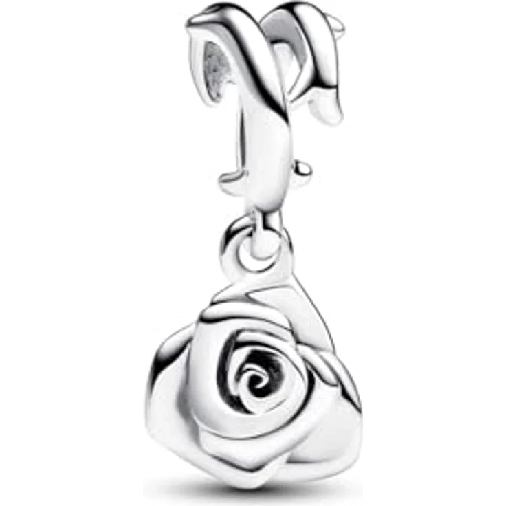 PANDORA Moments Blühende Rosen Charm-Anhänger, Sterling Silber mit dreidimensionaler Rose, kompatibel mit Moments Armbändern, 793213C00 – Bild 2