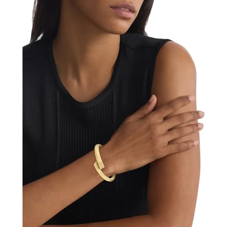 Calvin Klein CK SPIRAL Armreif für Damen, Edelstahl mit goldfarbener Oberfläche, Klappverschluss, Umfang 61 mm – Bild 4