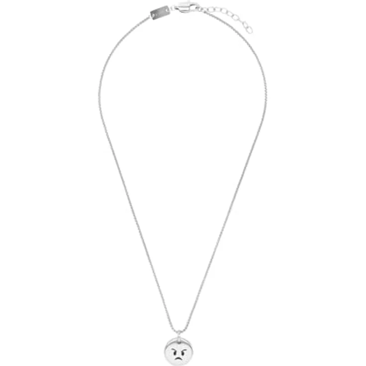s.Oliver Kette mit Anhänger Edelstahl für Jungen, 40+3 cm, Silber, Smiley, kommt in Schmuck Geschenk Box, 2034938 – Bild 2