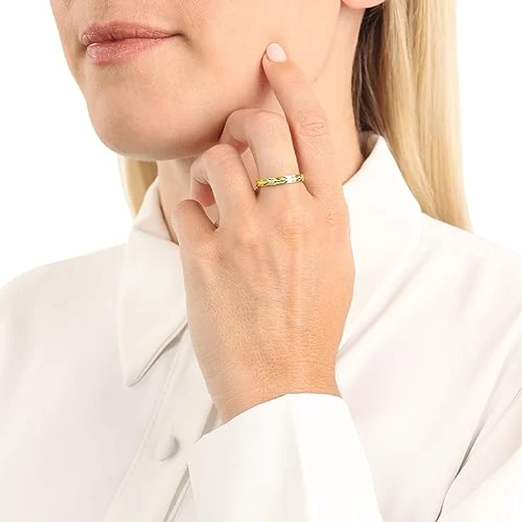 Amor Ring 925 Sterling Silber, Damen Ring mit gemusterter Oberfläche, Gold, in Schmuck Geschenk Box, 2037388 – Bild 2