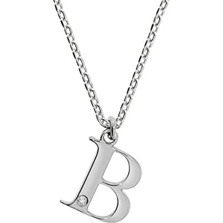 Diamonds by Ellen K. Damen Halskette 925/- Sterling Silber, 45+3cm, glänzend, Buchstabe B mit Diamant 0,008ct, weiß, inkl. Etui