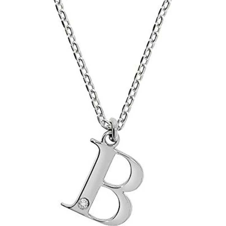 Diamonds by Ellen K. Damen Halskette 925/- Sterling Silber, 45+3cm, glänzend, Buchstabe B mit Diamant 0,008ct, weiß, inkl. Etui – Bild 1
