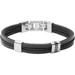 FOSSIL Herrenarmband aus Leder, Schwarz, mit Faltverschluss, Länge 180 mm und 195 mm