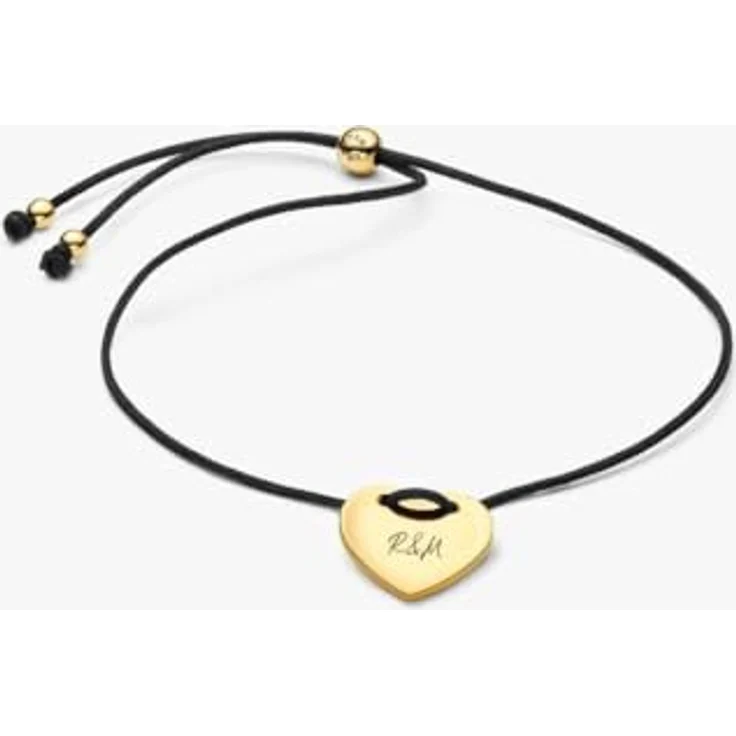 PANDORA Gravierbares Herz Armband mit schwarzer Kordel und Schiebeverschluss, 14K vergoldete Metalllegierung, Größe: 28cm, 564420C01-2 – Bild 2