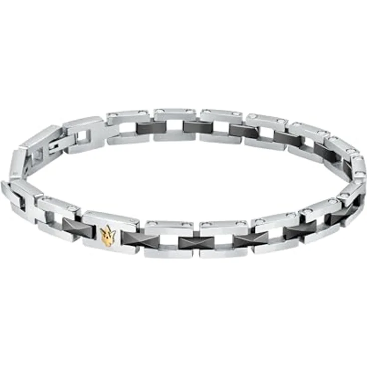 Maserati Ceramic Herren Armband aus Stahl und Keramik, IP Gelbgold, 22cm mit Clip-Verschluss - JM422ATZ16