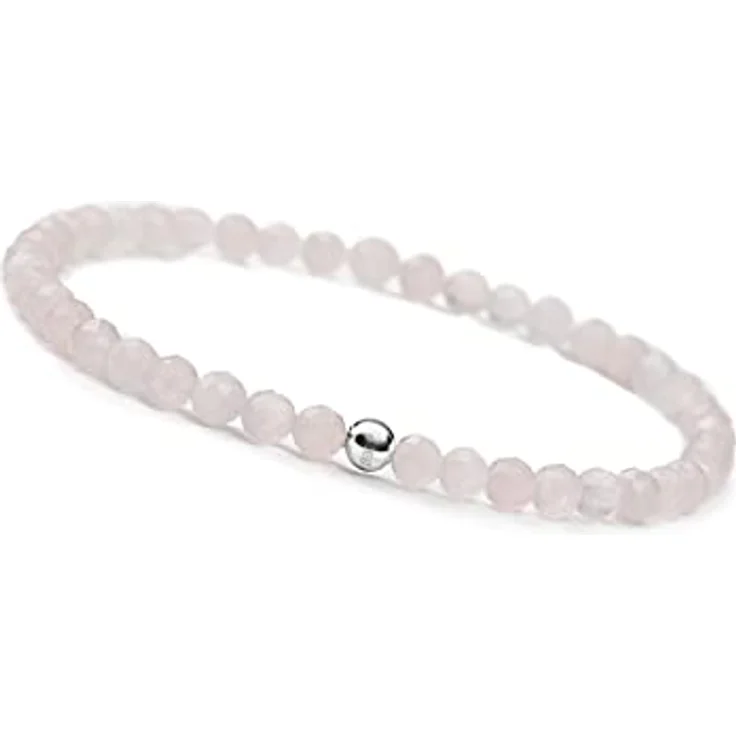 GD GOOD.designs Rosenquarz Armband Damen, facettiertes Natursteinarmband mit 925 Silber Perle, passend für Handgelenke 15–19 cm, inkl. Geschenkbeutel – Bild 1