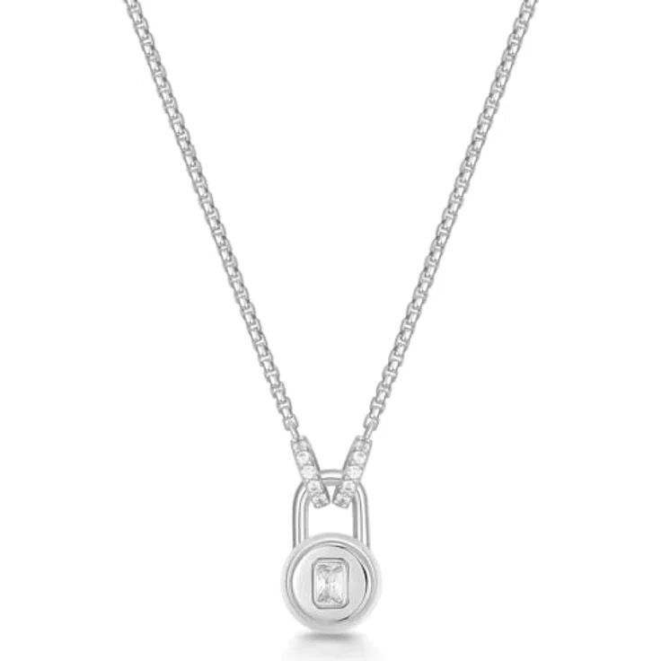 ANIA HAIE TRAILBLAZER Linked Locket Dangle Necklace, 925 Sterling Silber mit 11 Zirkonia, 40,5 cm + 5 cm Verlängerung, inkl. Geschenkverpackung – Bild 1