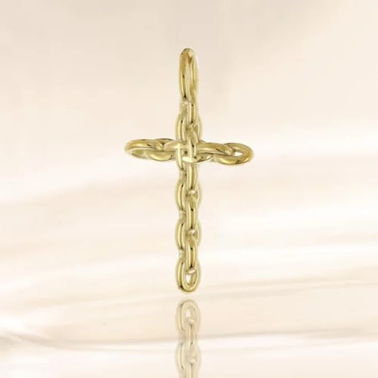trendor Kreuz-Anhänger Gold 333/8K, elegantes Ankerkette-Design, 24 x 16 mm, Unisex Schmuckstück mit Mikrofaser-Pflegetuch und Geschenkpackung – Bild 2