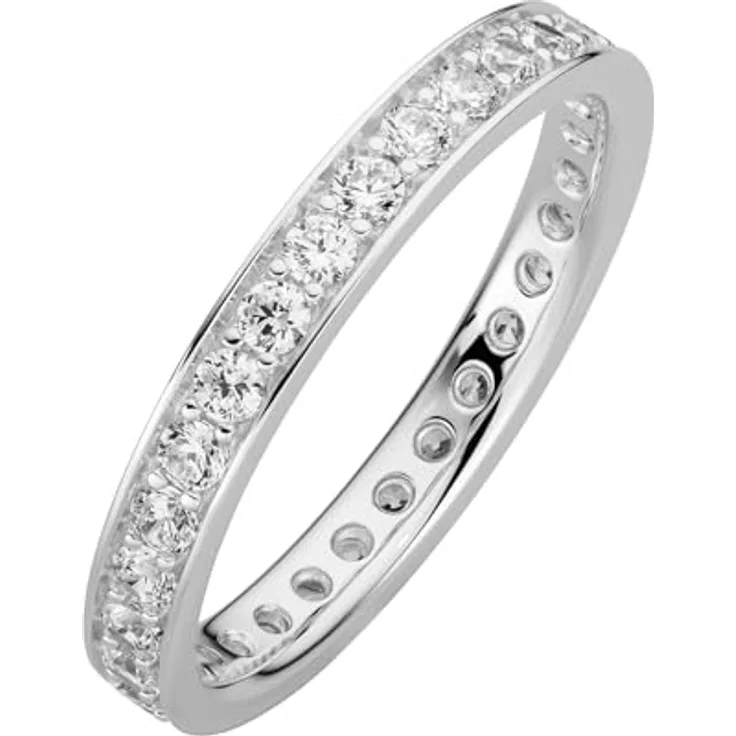 Orolino Fingerring 333/- Weißgold glanz mit synthetischem Zirkonia, weiß, 2,9 mm breit