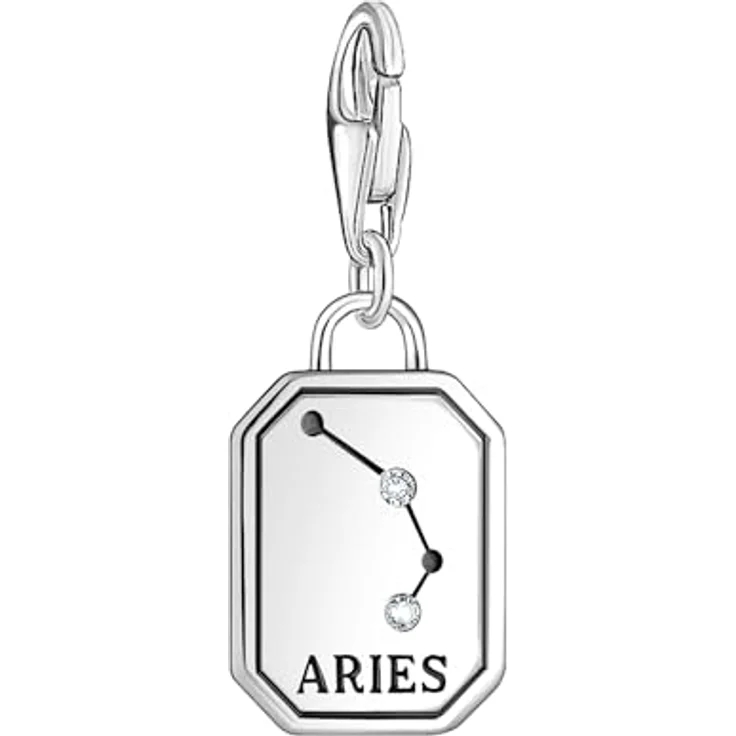 THOMAS SABO Charm-Anhänger Sternzeichen Widder, Silber 925 Sterlingsilber geschwärzt mit Steinen, Karabinerhakenverschluss – Bild 2
