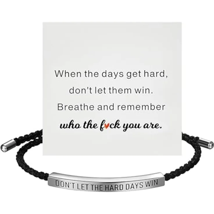 Dathjree Geflochtenes Armband mit Gravur "DON'T LET THE HARD DAYS WIN", verstellbar aus Titanstahl, Herren-Schmuck