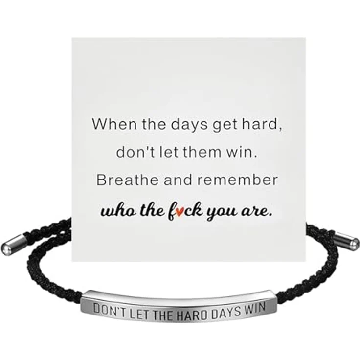 Dathjree Geflochtenes Armband mit Gravur "DON'T LET THE HARD DAYS WIN", verstellbar aus Titanstahl, Herren-Schmuck – Bild 1