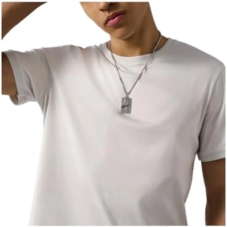 Emporio Armani Edelstahl-Halskette für Herren, Karabinerverschluss, glänzendes Silber, gebürstetes Finish – Bild 3