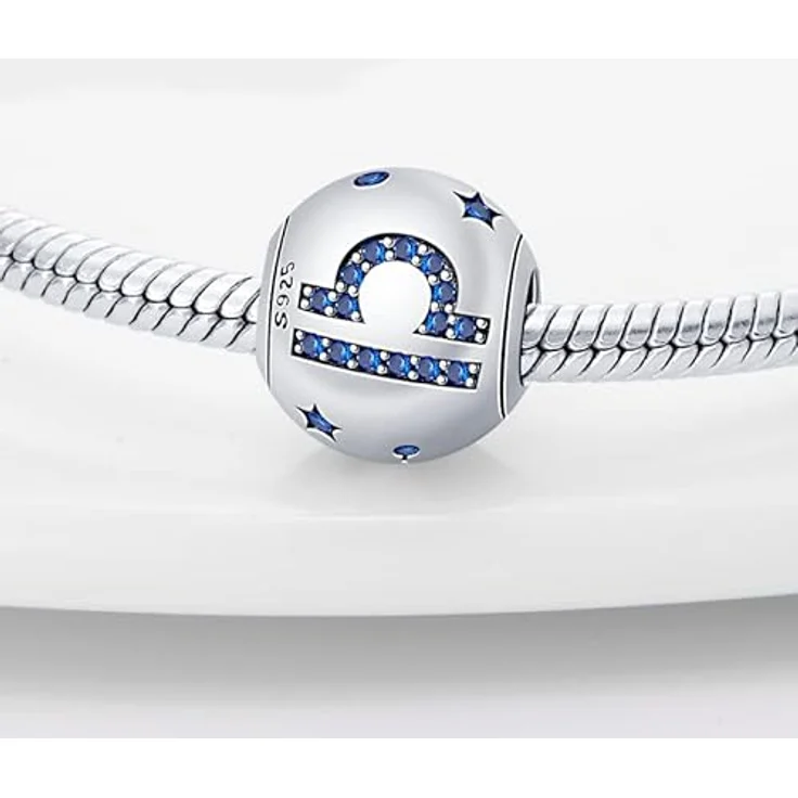 Pandach Damen Charm Anhänger Sternzeichen für Armband, 925 Sterling Silber mit Zirkonia-Steinen, 12 Sternbilder Charms Beads, kompatibel mit Pandora Armband und europäischen Halsketten – Bild 2