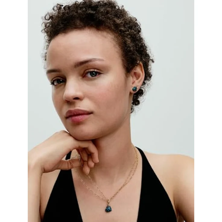 PANDORA Moments Schimmerndes Grünes Herz Ohrringe aus Sterling Silber mit künstlichem Opal, grün-blau – Bild 5