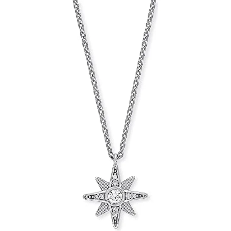 Engelsrufer Twinkle Little Star, Damen Halskette aus Sterling Silber mit Stern Anhänger, 9 Zirkonia Steinen, Karabinerverschluss, nickelfrei, verstellbar auf 40/44 cm