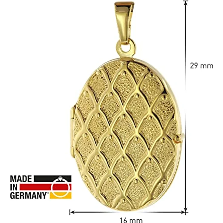 trendor 75535 Medaillon, 8-karätiges Gold 333 mit Netzmuster, aufklappbar zur Aufbewahrung von 2 Bildern, Größe 22 x 16 mm – Bild 5