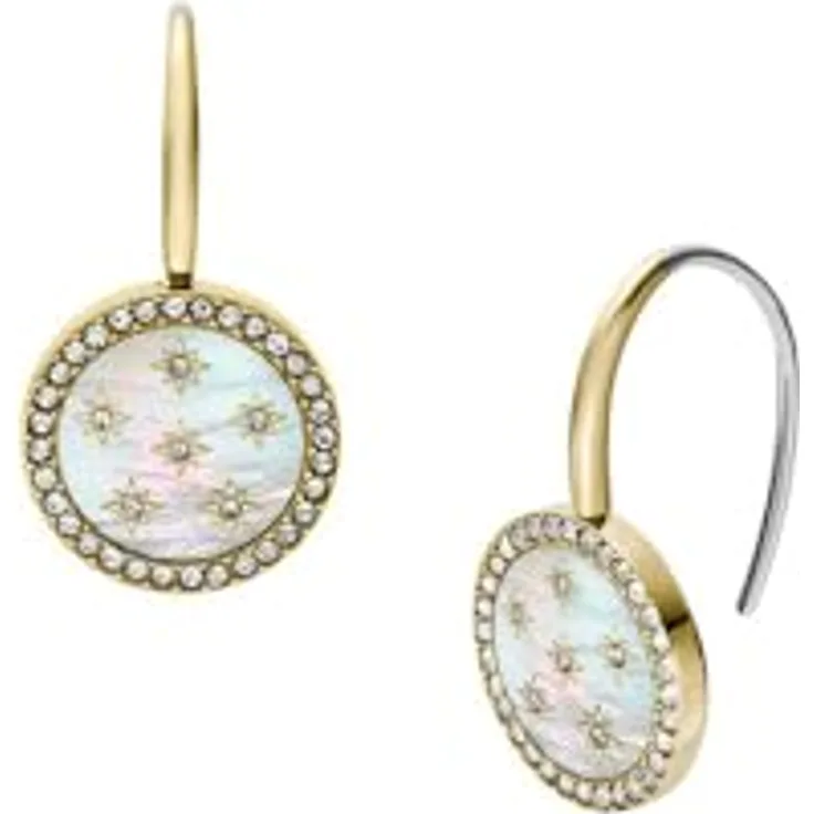 Fossil Merrit Damen-Ohrringe aus goldfarbenem Edelstahl, poliert mit sicherem Hakenverschluss, 1,31 cm