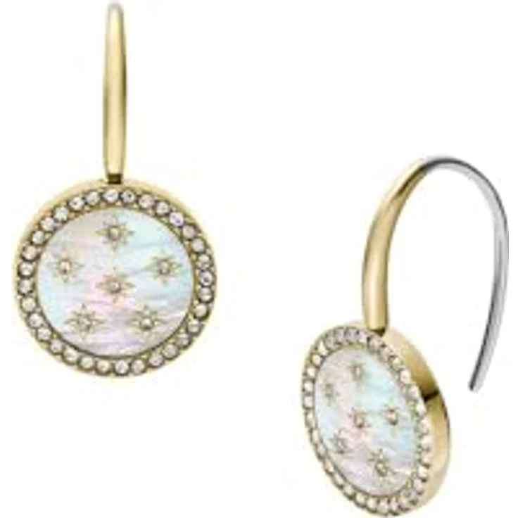 Fossil Merrit Damen-Ohrringe aus goldfarbenem Edelstahl, poliert mit sicherem Hakenverschluss, 1,31 cm – Bild 1