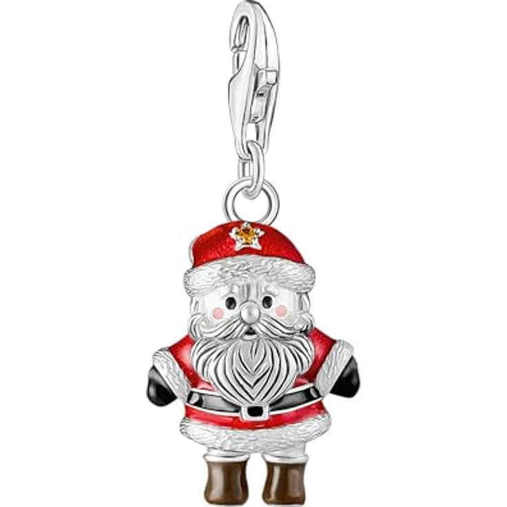 THOMAS SABO Charm-Einhänger Santa Claus, 925 Silber mit handbemalten Details und synthetischem Zirkonia – Bild 1