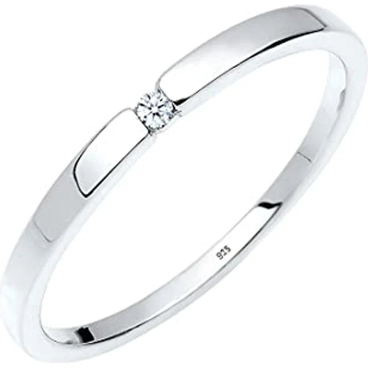 Elli DIAMONDS Damen Verlobungsring, klassischer Ring mit 0.015 ct. Diamant in 925 Sterling Silber – Bild 1