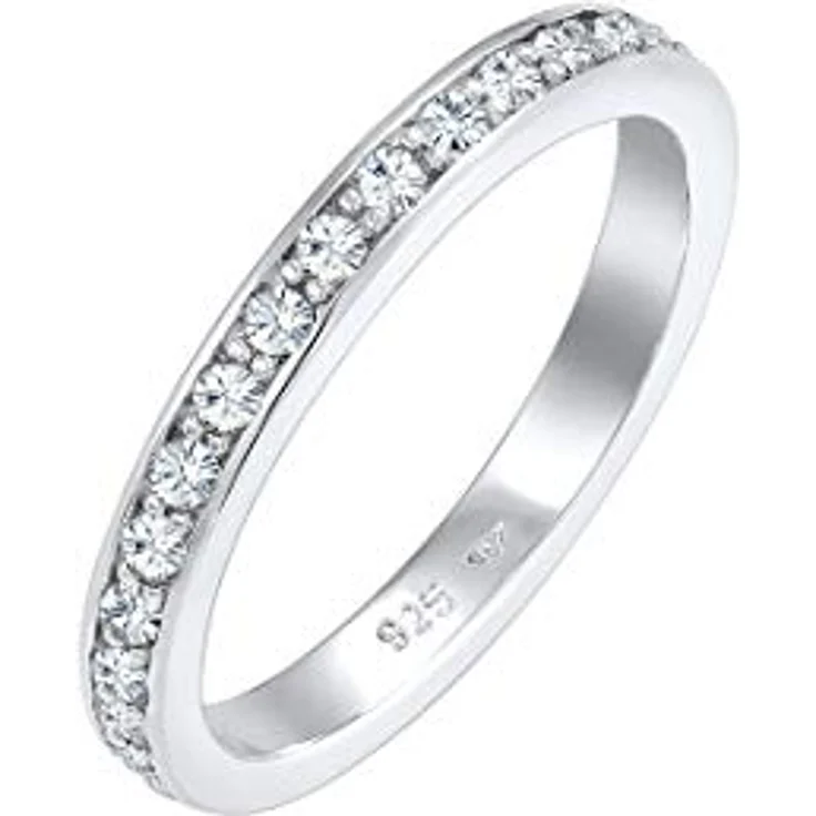 Elli Ring Damen Band Glamourös, 925 Sterling Silber mit Glaskristallen, handgefertigt – Bild 1