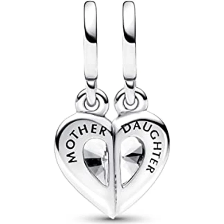 PANDORA Moments Teilbarer Mutter & Tochter Charm-Anhänger, Sterling-Silber mit Zirkonia, graviert „MOTHER“ und „DAUGHTER“, kompatibel mit Moments Armbändern, 792643C01 – Bild 2