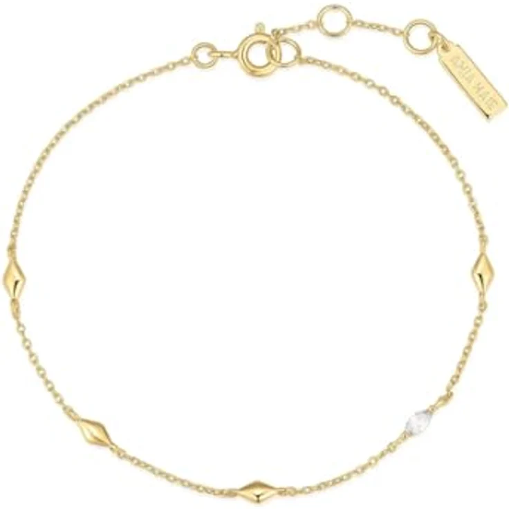 ANIA HAIE MELODIC POET Damen Armband Multi Rhombus Station, 925 Sterling Silber 14k vergoldet, Zirkonia, 16,5 cm + 2 cm Verlängerung, Geschenkverpackung – Bild 2