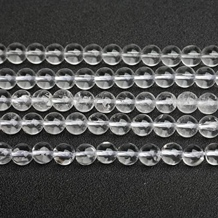 SKYBEADS Natürliche Transparente Kristall Perlen, 4mm Klar Quarz für Schmuck zum Auffädeln, 38cm Strang mit ca. 90 Stück – Bild 5