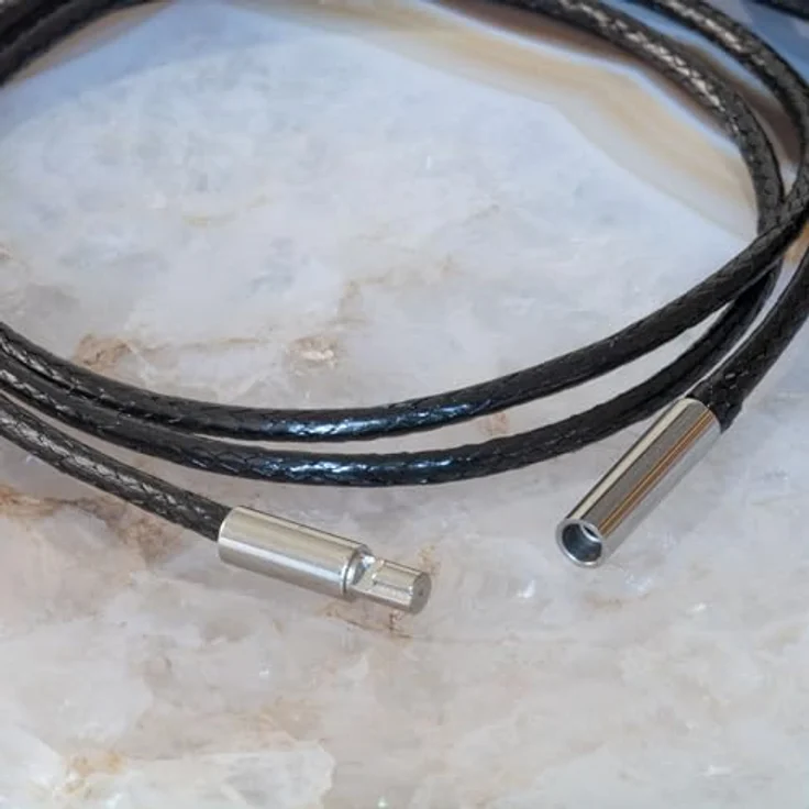 Fly Style Dünne geflochtene Wax Rope Chain Halskette mit Edelstahlverschluss, schwarzer Choker, ca. 66 cm, für Herren und Damen, wasserabweisend – Bild 4
