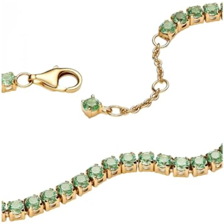 PANDORA Funkelndes Grünes Tennisarmband, 14 Karat Vergoldung mit Kristallen, Timeless Kollektion, Länge: 18 cm, 561469C02-18 – Bild 3