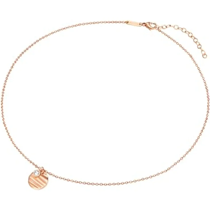 Eastside Damen Kette Edelstahl roségold, verstellbare Halskette mit Zirkonia-Anhänger in Weiß, stilvolles Schmuckstück für Fashionistas – Bild 2