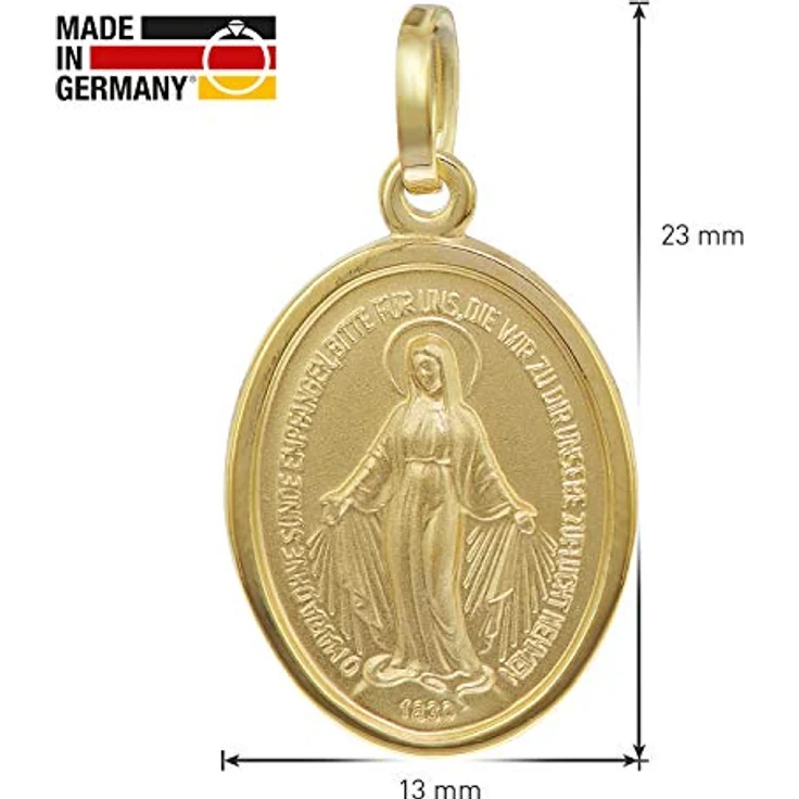 trendor Madonna Milagrosa Gold-Anhänger, 333/8 Karat, 16 mm, seidenmatt-glänzend, Heilige Maria Medaille – Bild 5
