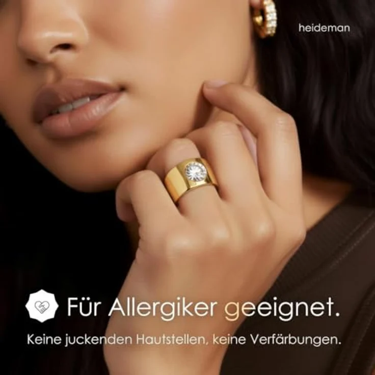 Heideman Damen-Ring Coma 14, vergoldeter Edelstahlring mit Zirkonia, Größe 50 (15.9), gold – Bild 2