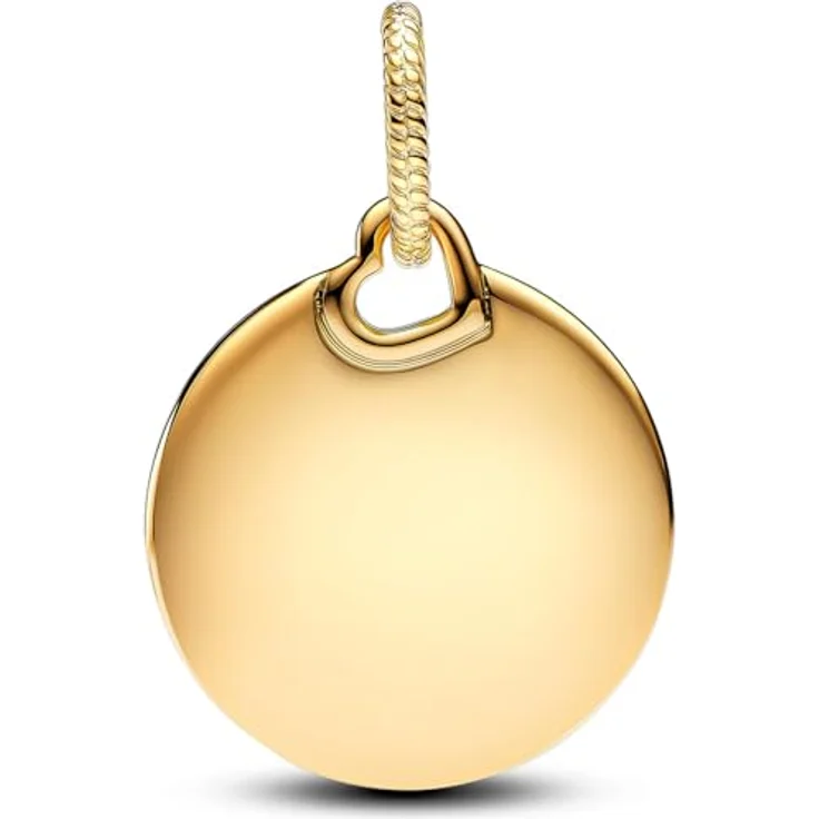 Pandora Charm-Einhänger 368610C00, Gravierbarer Rund-Anhänger aus 14k vergoldeter Metalllegierung, Gelbgoldfarben, 17,5 mm – Bild 3