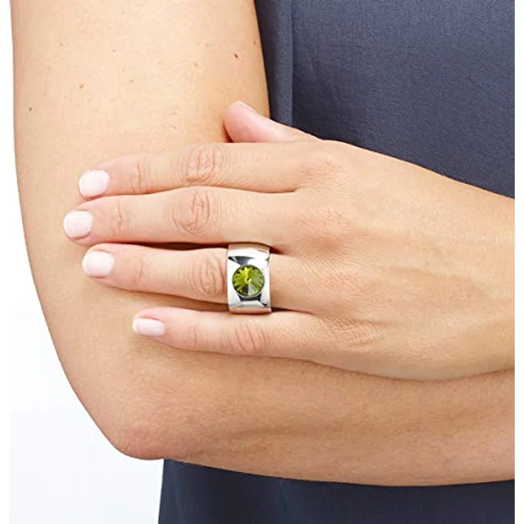 Heideman Damen-Ring coma 14, polierter Edelstahlring Größe 58 mit 10mm Olivine Zirkonia-Steinen, Made in Germany – Bild 2
