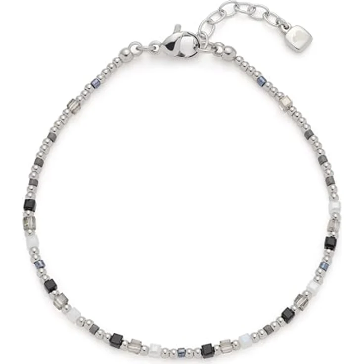 JEWELS BY LEONARDO Armband Ciao Lizo, Arm-Schmuck aus silberfarbenem Edelstahl mit geometrischen Perlen in Schwarz und Weiß, 18,5-21,5 cm, Schmuck Geschenk für Frauen, 025732 – Bild 1