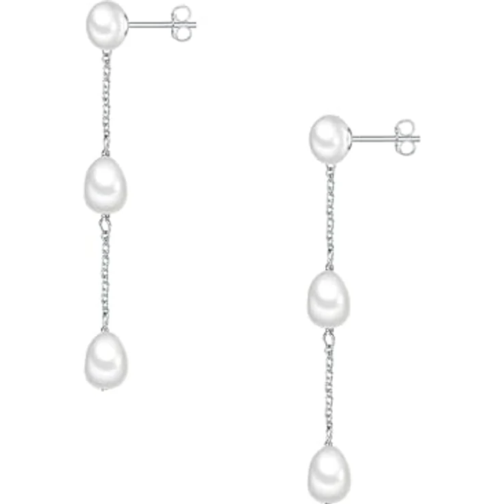 Valero Pearls Damen Ohrhänger, 925/- Sterling Silber mit Süßwasser-Zuchtperlen, 58,2 mm, modern und elegant – Bild 3