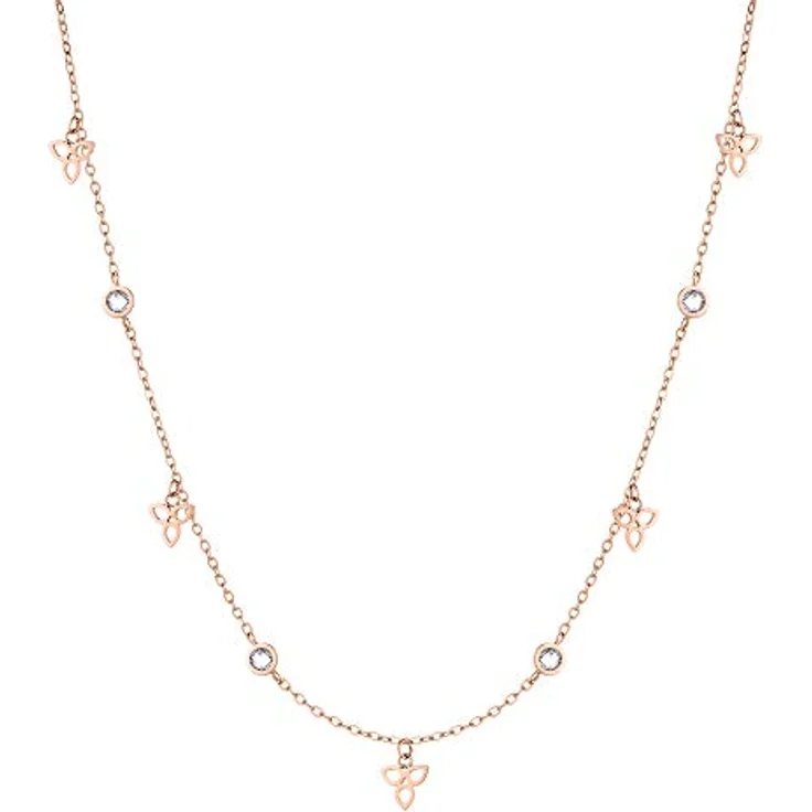 Tamaris Damen Halskette TJ-0003-N-45, Roségold Edelstahl mit Blütenanhängern und Zirkoniasteinen, 45 cm verlängerbar – Bild 1