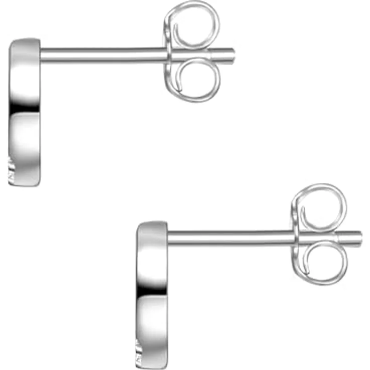 Glanzstücke München Damen Ohrstecker 925/- Sterling Silber rhodiniert mit weißen Zirkonia, rund, 6,8 mm Höhe – Bild 2