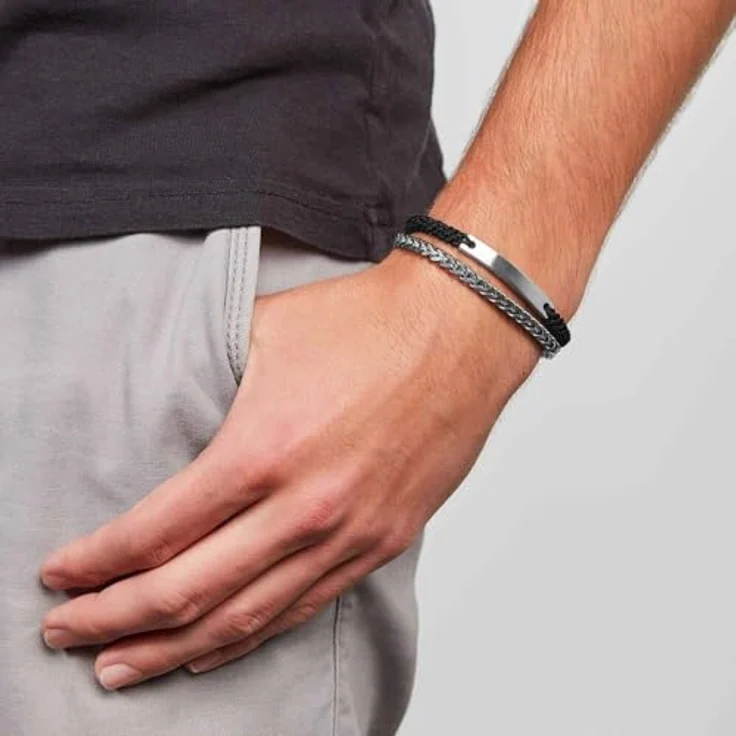 FOSSIL Herrenarmband Edelstahl, silber, mit Faltverschluss, Innenlänge 180 mm und 195 mm – Bild 2