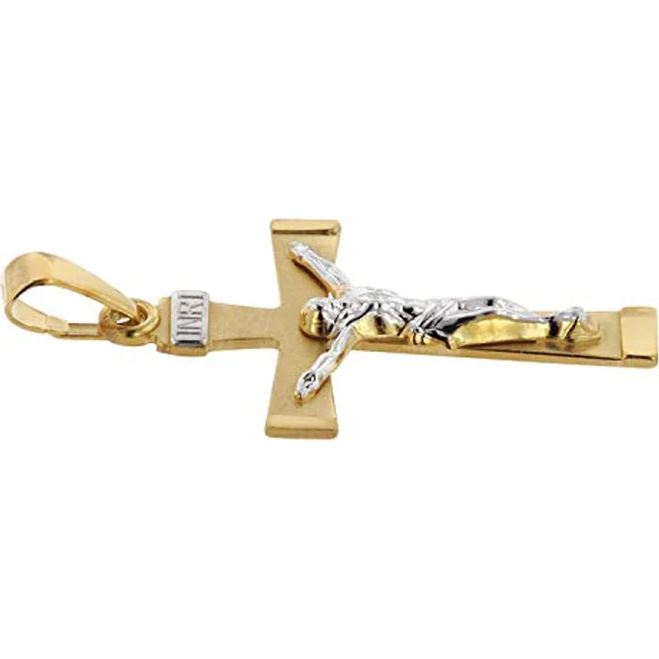 trendor Kruzifix-Anhänger für Herren 585 Gold Bicolor, eleganter 29 mm Kreuzanhänger aus Echtgold, modisches Schmuckstück, Geschenkidee in Geschenk-Box – Bild 2