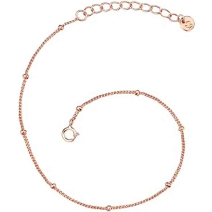 GLANZSTÜCKE MÜNCHEN Damen-Armband Kugeln aus rosévergoldetem Sterling Silber, 17 + 3 cm, filigranes Design mit minimalistischem Akzent