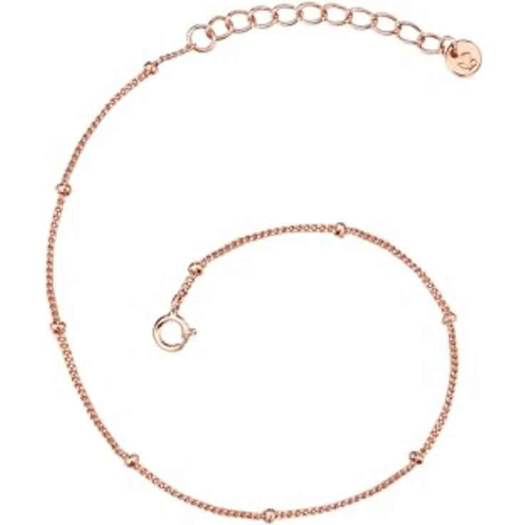 GLANZSTÜCKE MÜNCHEN Damen-Armband Kugeln aus rosévergoldetem Sterling Silber, 17 + 3 cm, filigranes Design mit minimalistischem Akzent – Bild 1