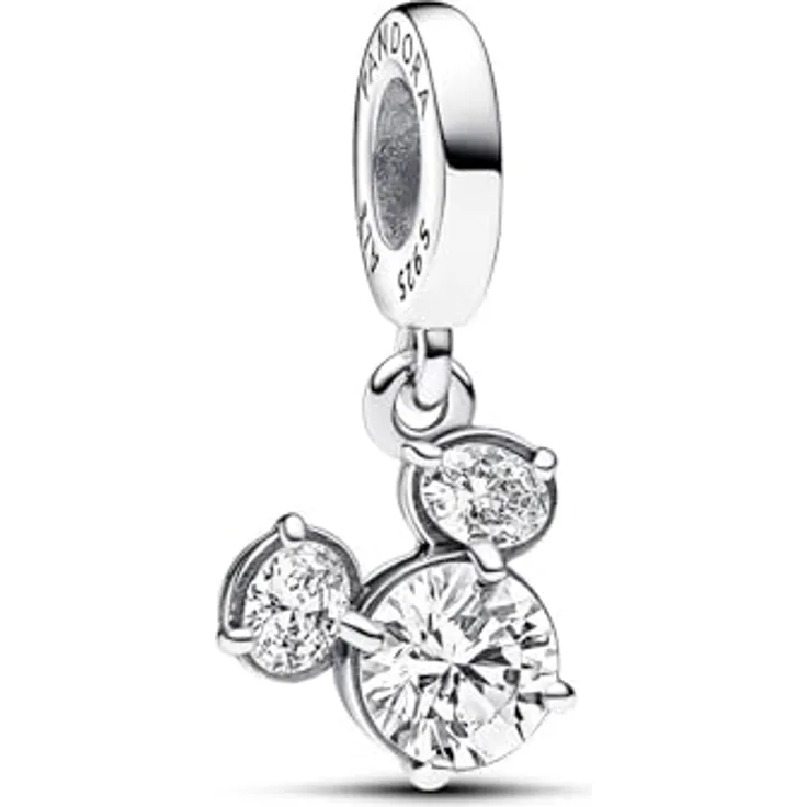 PANDORA Moments Disney Micky Maus Charm-Anhänger, Sterling Silber mit Zirkonia, kompatibel mit Moments, 793031C01