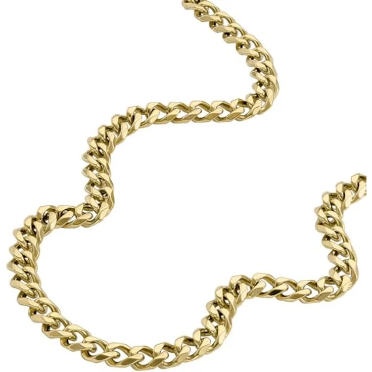 Fossil Herren-Halskette aus Edelstahl, goldfarben mit Karabinerverschluss, matt und glänzend – Bild 3